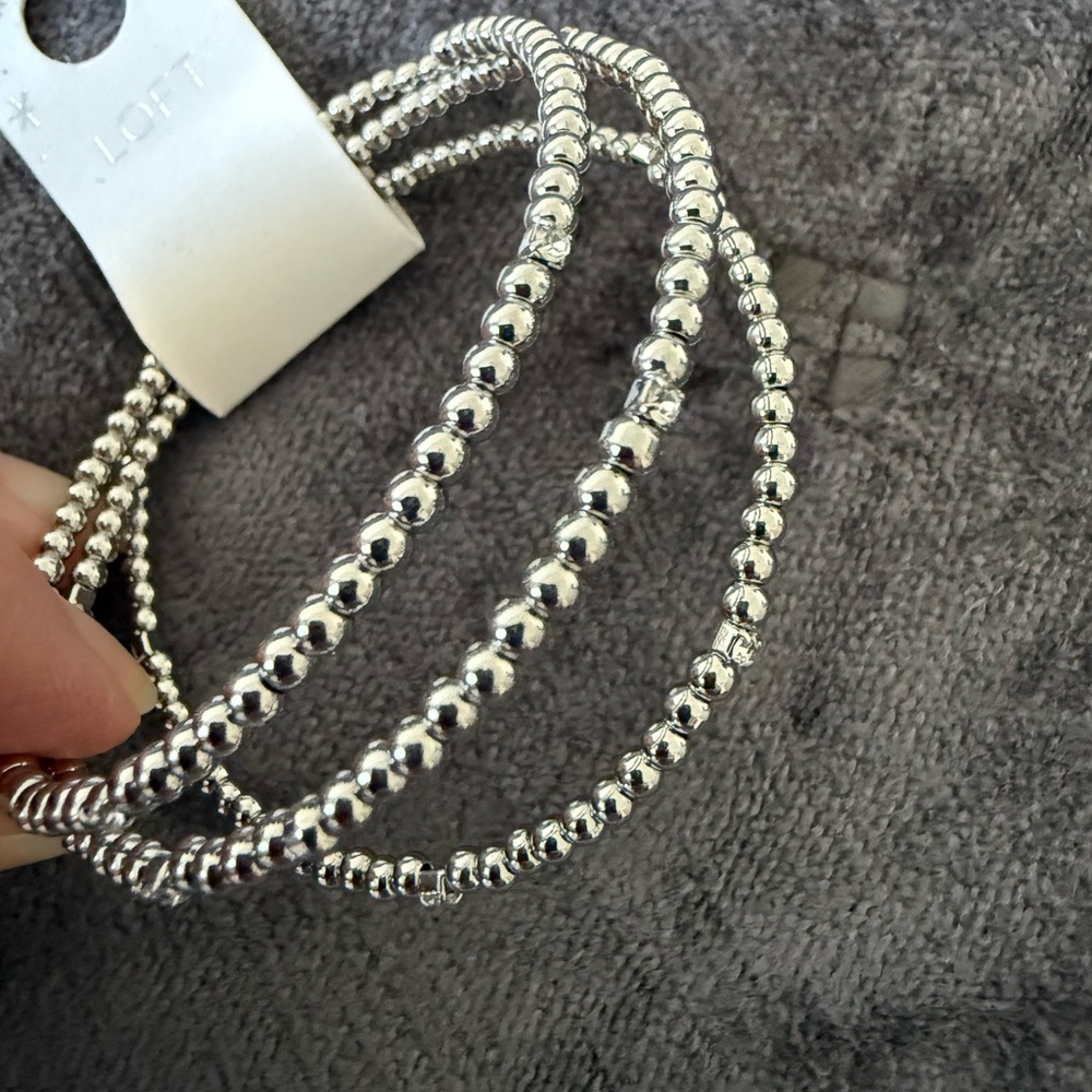 LOFT Silver Wrap Beaded Bracelet - Picture 3 of 6